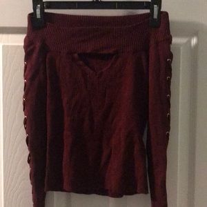 Red wine long sleeve shirt